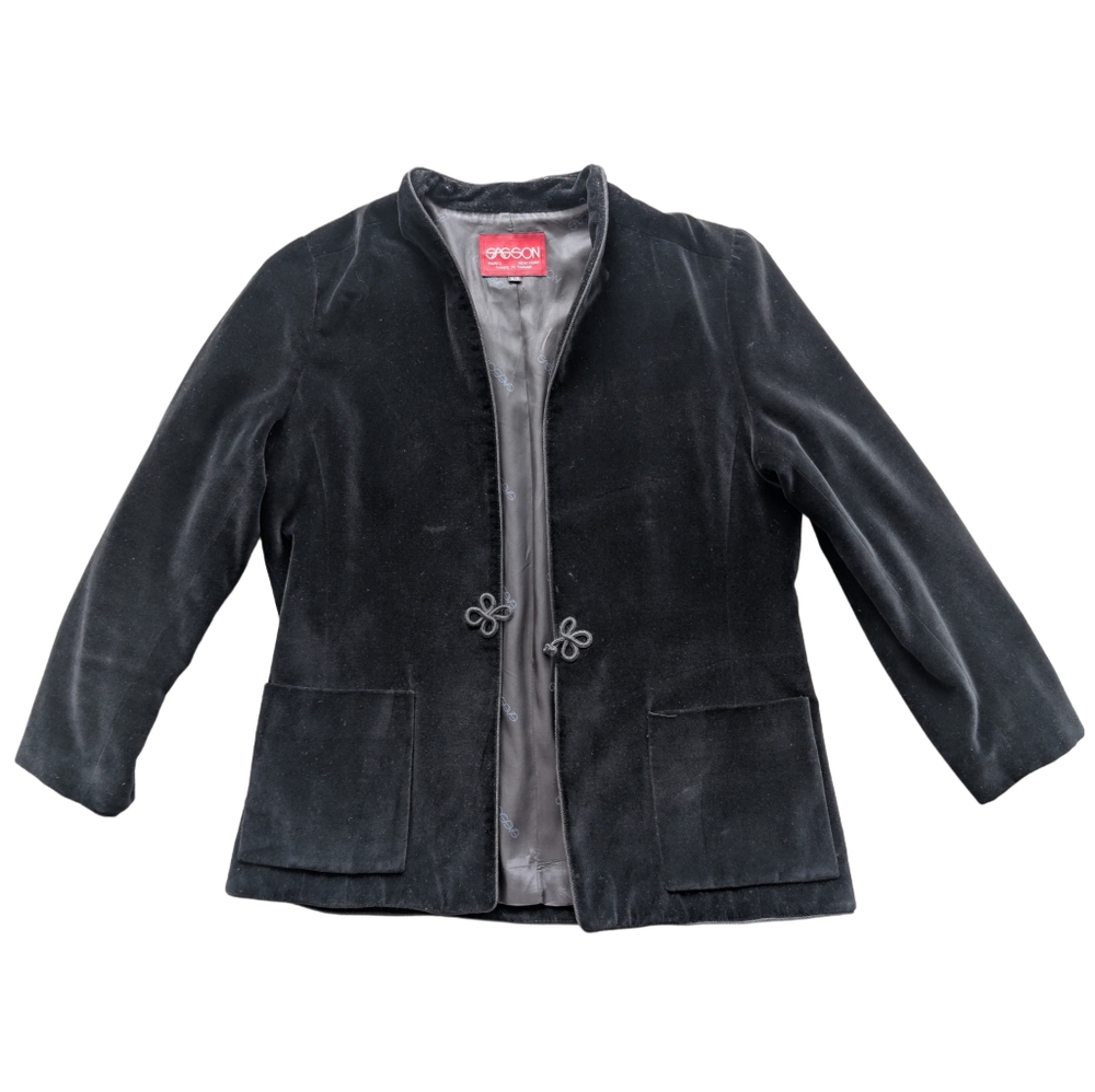 Vintage Sasson Women's Size 8‎ Black Velvet Jacket Cotton Rayon
